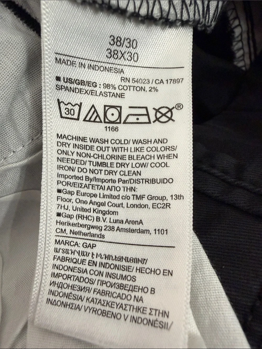 GAP Essential Straight Black Men's Cargo Pants with 38/30